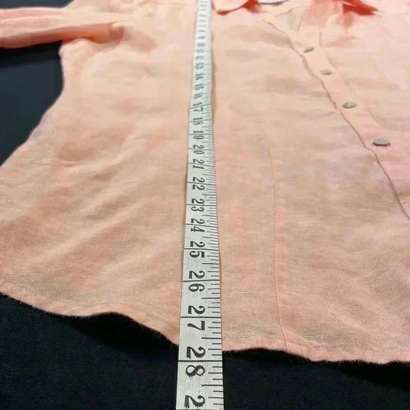 Foxcroft women’s linen tunic button up v-neck blouse size 14 peach color - Picture 5 of 9